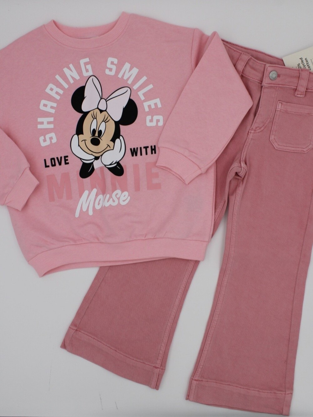 NWT H&M Disney Minnie Mouse Sweatshirt Flare Jeans Set 5T